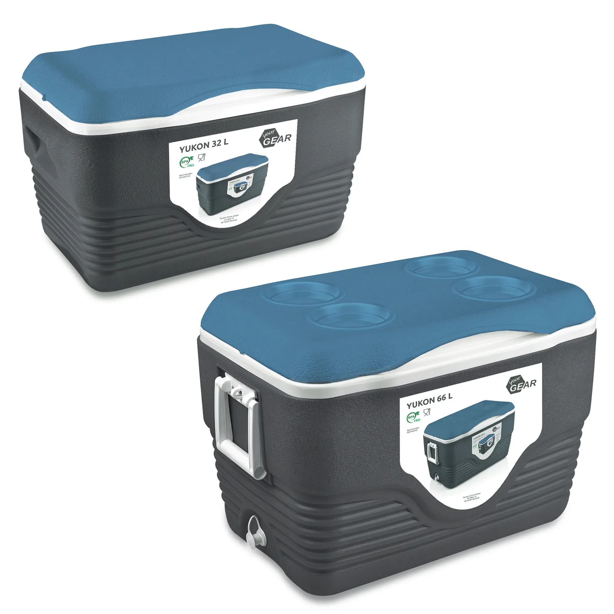your GEAR Yukon 66 L + 32 L Kühlbox Set - 2 passive Kühlbehälter PU Thermo-Box Kühltasche Isolierbox your GEAR Yukon 66 L + 32 L Kühlbox Set - 2 passive Kühlbehälter PU Thermo-Box Kühltasche Isolierbox