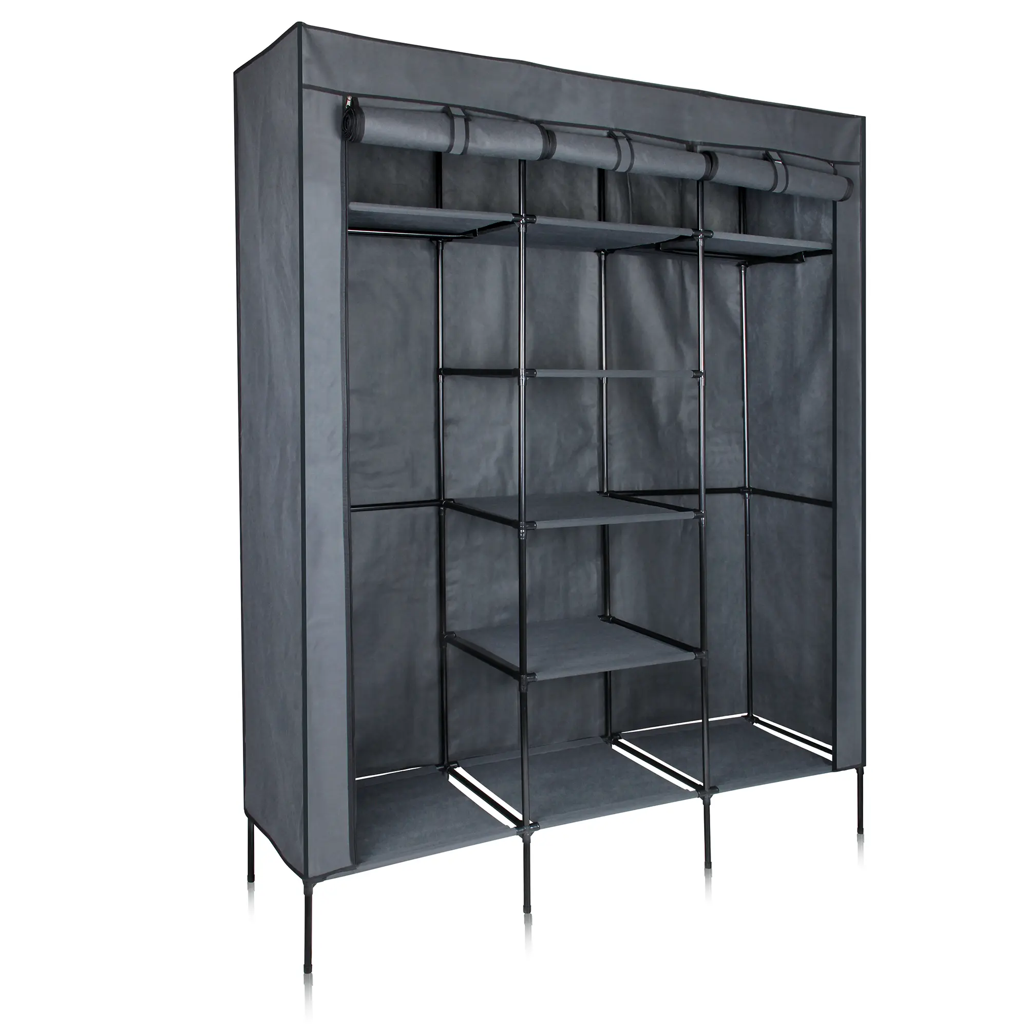 yourGEAR Kleiderschrank Grado Stoffschrank 150x45x185 cm Schrank mit 2 Kleiderstangen und 9 Ablagen yourGEAR Kleiderschrank Grado Stoffschrank 150x45x185 cm Schrank mit 2 Kleiderstangen und 9 Ablagen