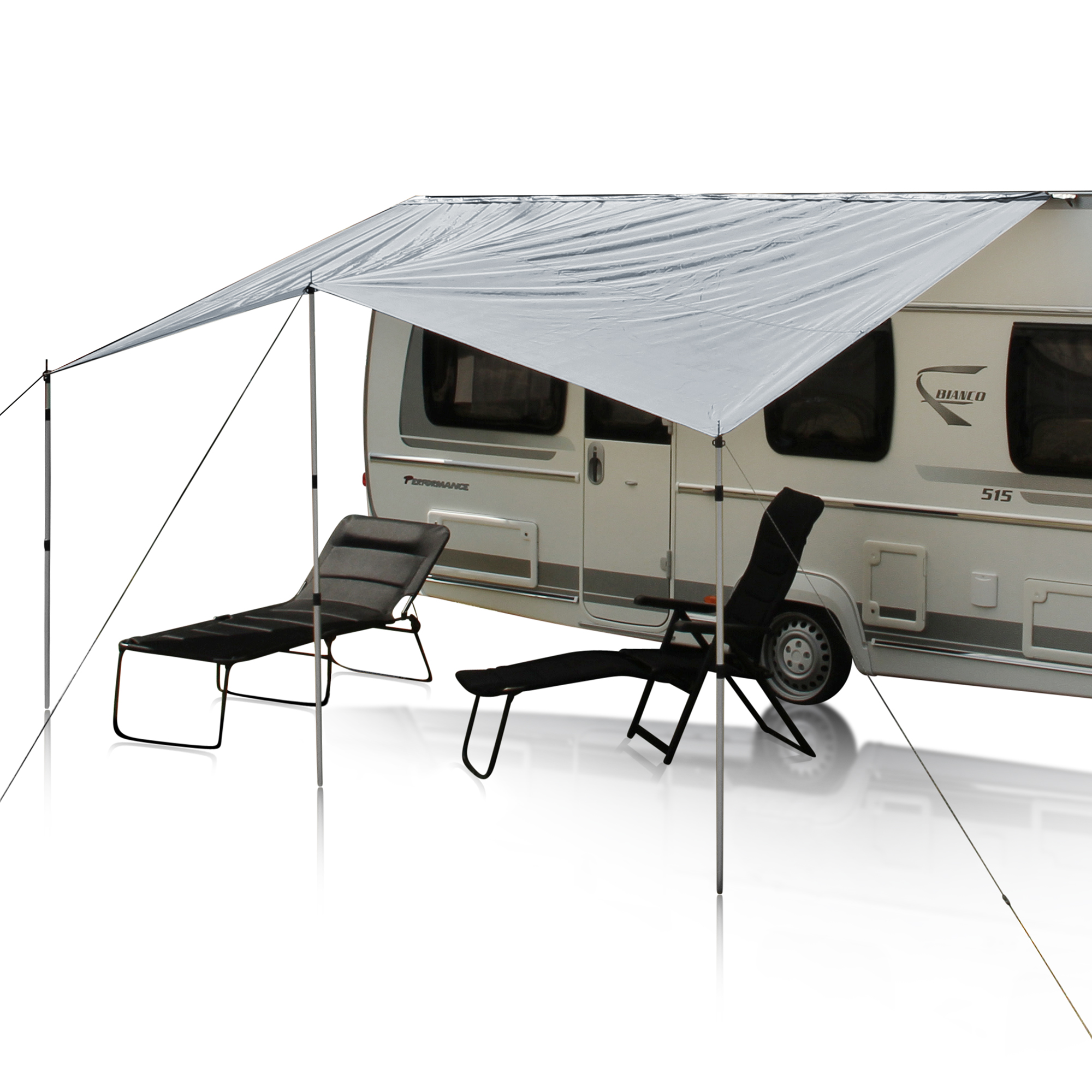 yourGEAR Wohnwagen Sonnensegel Caravan Tarp 4 x 2,4 m Sonnendach inkl. Aufstellstangen 5000 mm
