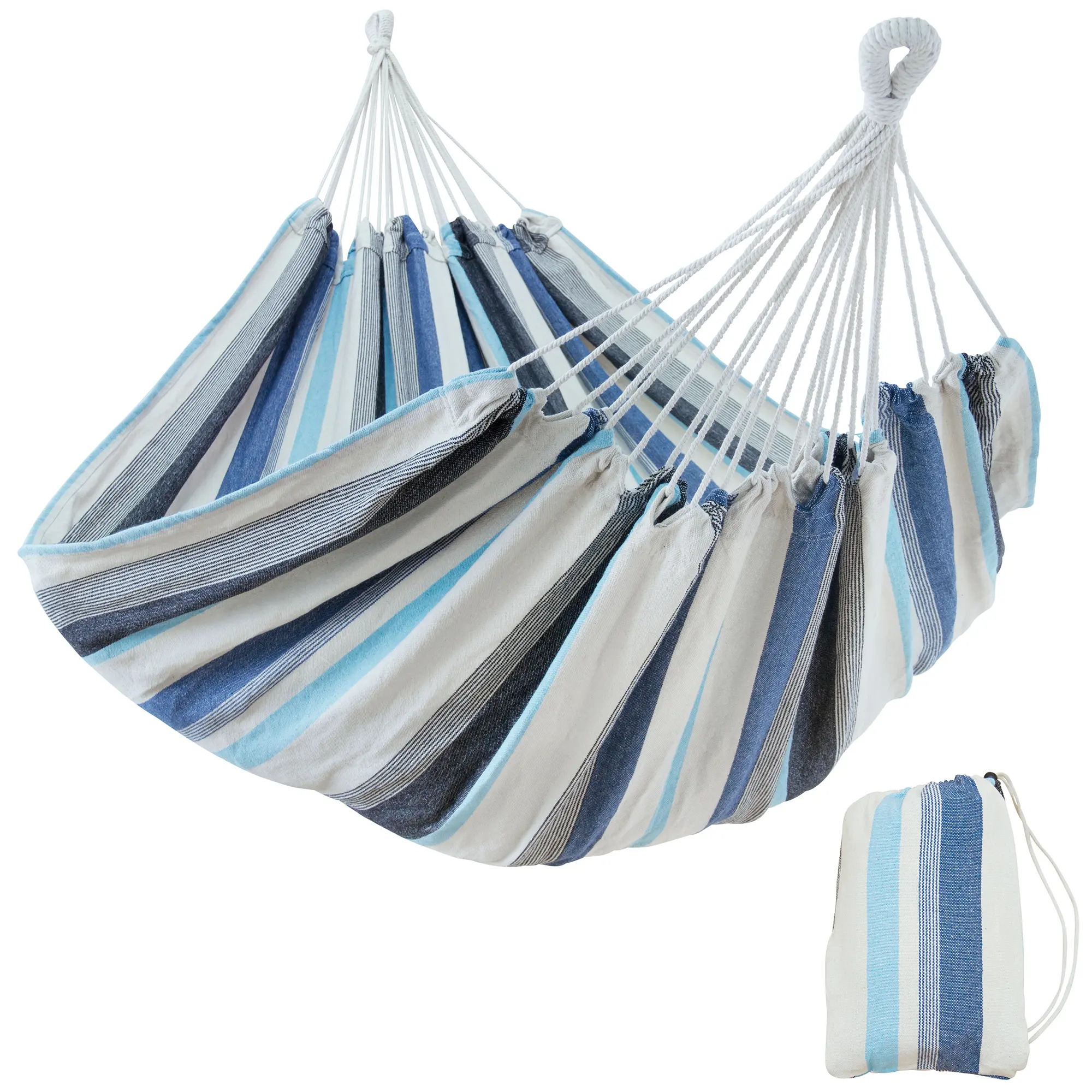 yourGEAR Cebu Aqua - Hängematte 220 x 160 cm | 300 kg | Baumwolle | Tuchhängematte | Packtasche yourGEAR Cebu Aqua - Hängematte 220 x 160 cm | 300 kg | Baumwolle | Tuchhängematte | Packtasche