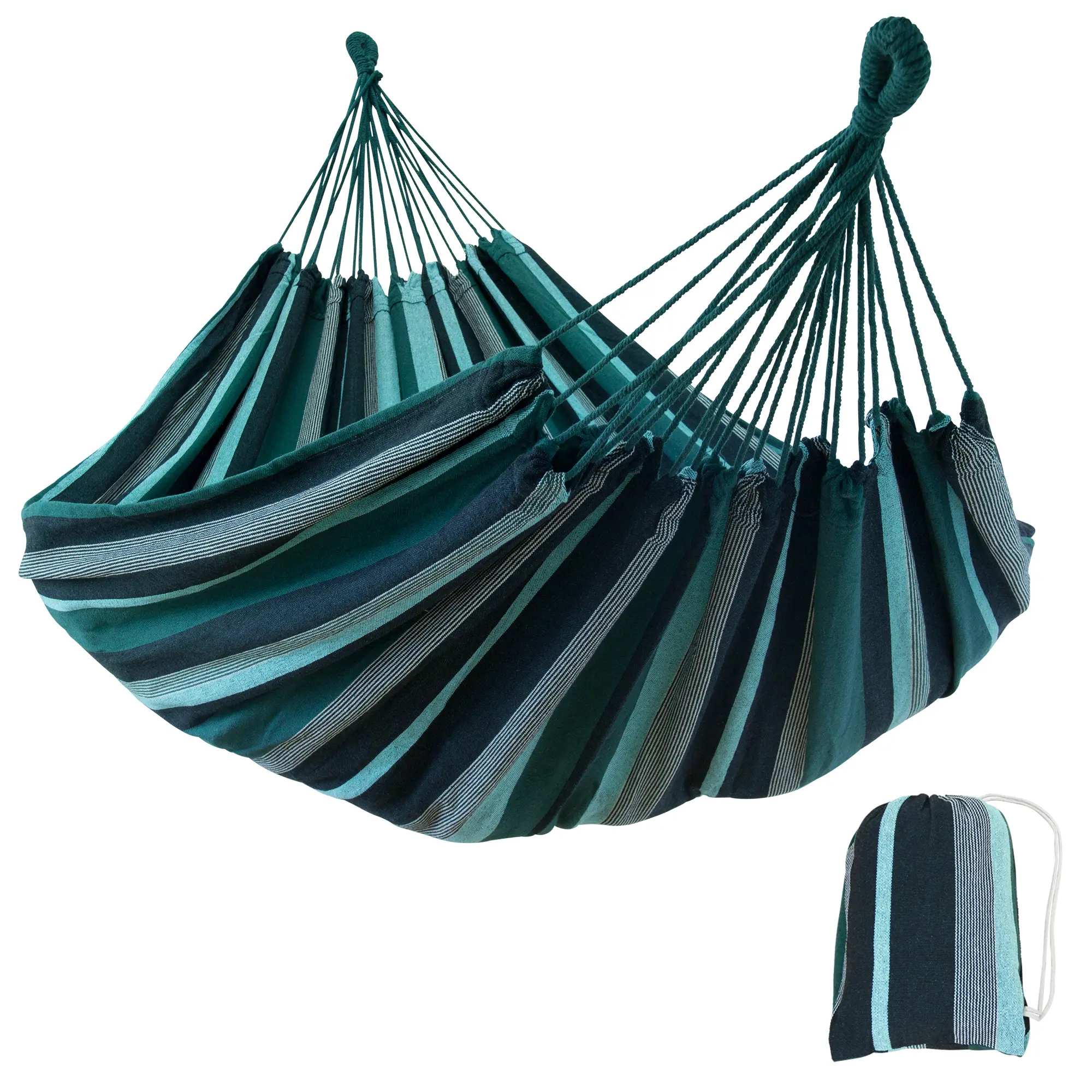 yourGEAR Cebu Smaragd - Hängematte 220 x 160 cm | 300 kg | Baumwolle | Tuchhängematte | Packtasche yourGEAR Cebu Smaragd - Hängematte 220 x 160 cm | 300 kg | Baumwolle | Tuchhängematte | Packtasche