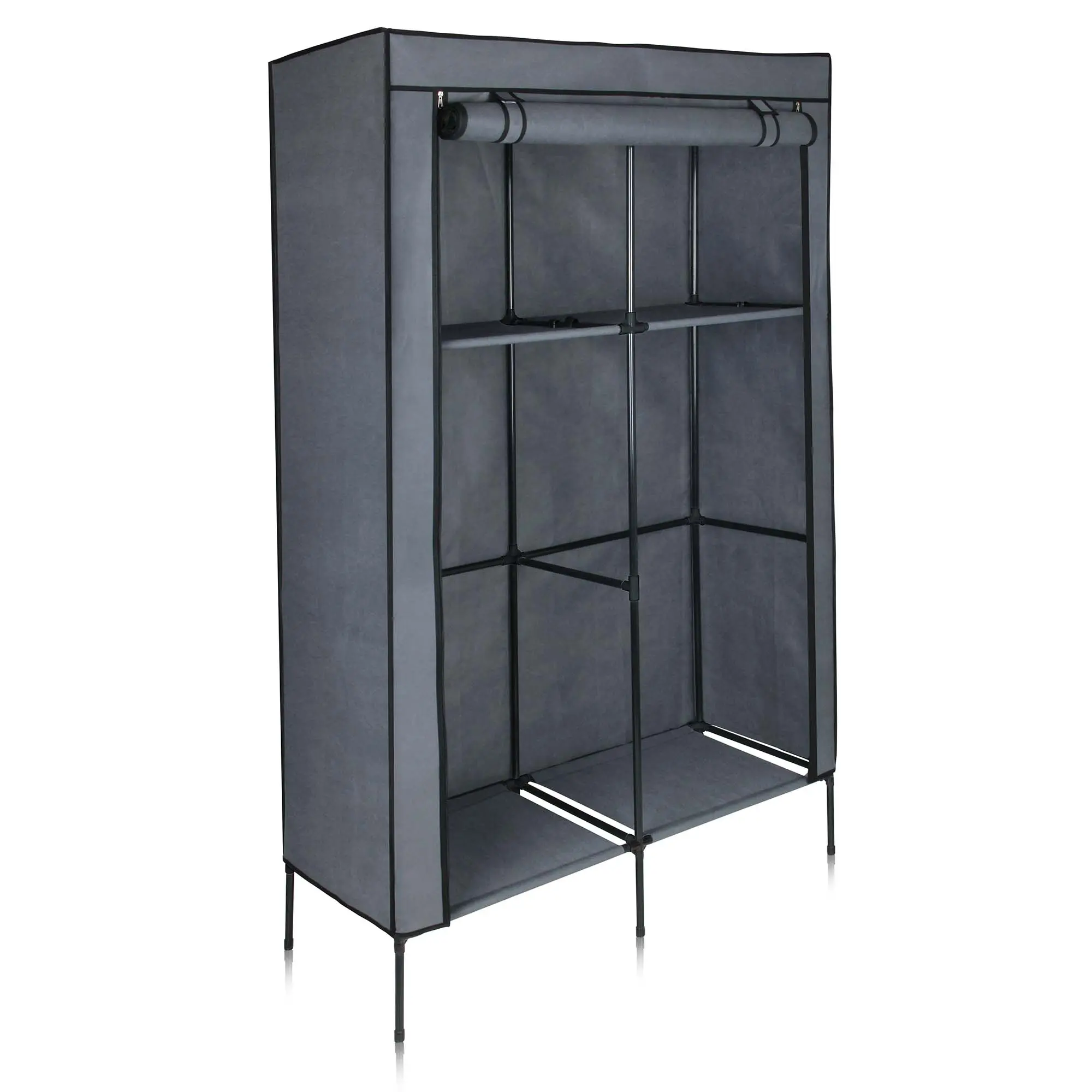 yourGEAR Kleiderschrank Grado Stoffschrank 108x45x175 cm Schrank mit 2 Kleiderstangen und 4 Ablagen yourGEAR Kleiderschrank Grado Stoffschrank 108x45x175 cm Schrank mit 2 Kleiderstangen und 4 Ablagen