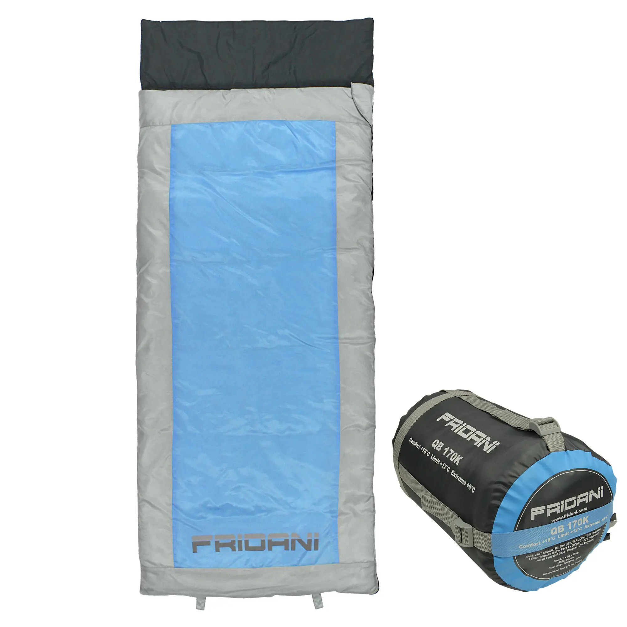 Fridani Kinderschlafsack QB 170 x 70cm Deckenschlafsack +6 °C Blau warm wasserabweisend waschbar Fridani Kinderschlafsack QB 170 x 70cm Deckenschlafsack +6 °C Blau warm wasserabweisend waschbar