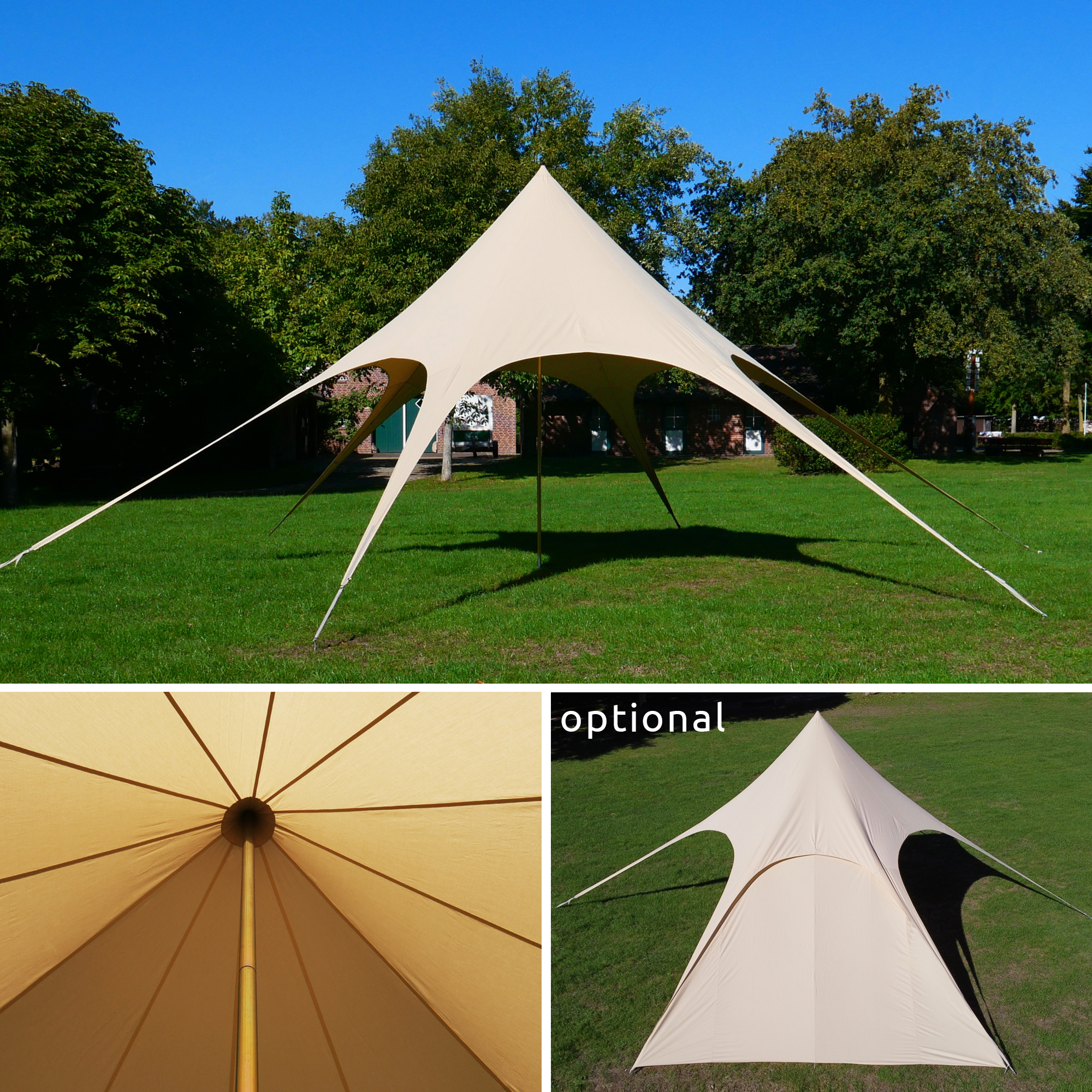 your GEAR Sonora - Sternzelt Ø 10 x 4 m Pavillon Sonnenschirm Sonnendach aus Baumwollmischgewebe
