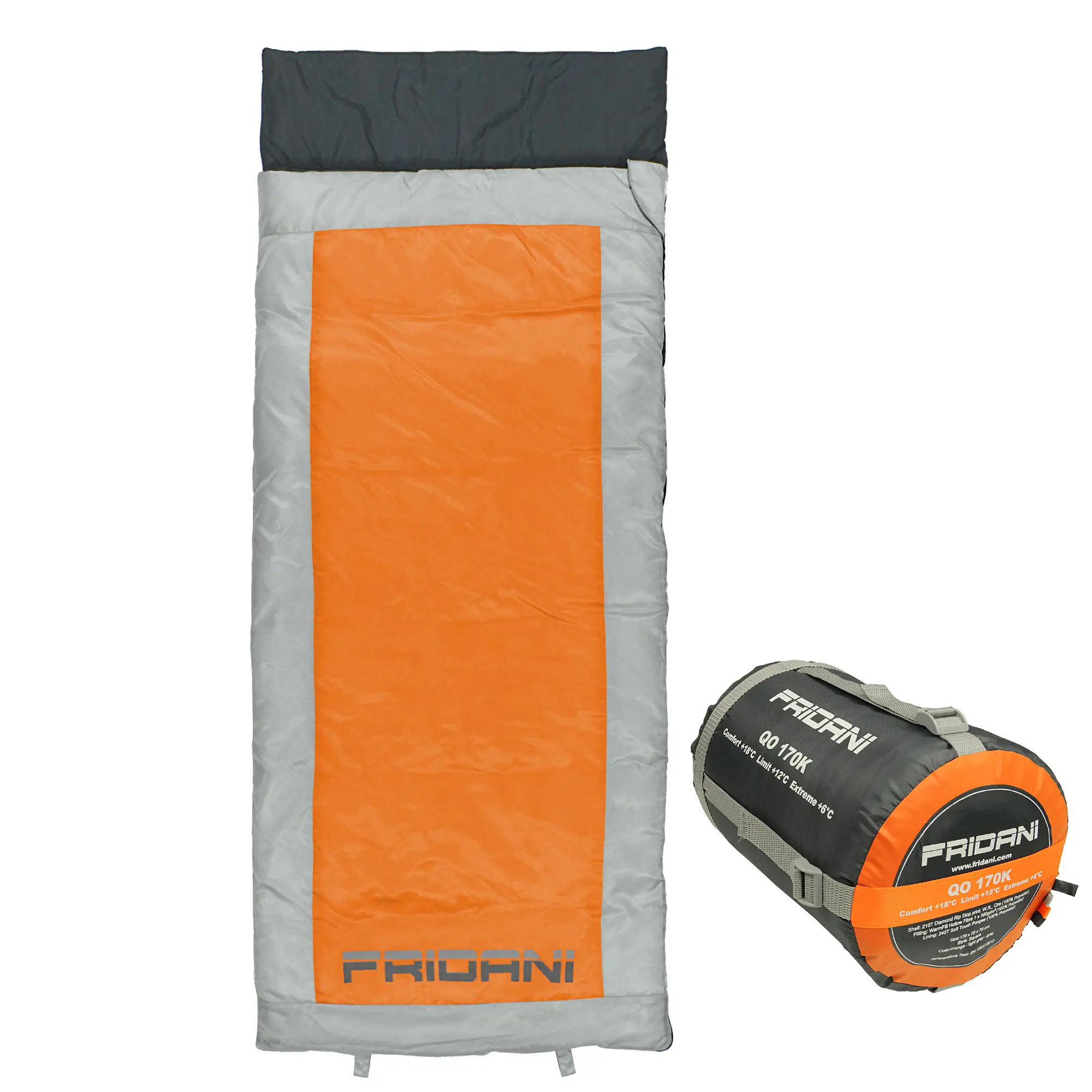 Fridani Kinderschlafsack QO 170 x 70cm Deckenschlafsack +6 °C Orange warm wasserabweisend waschbar Fridani Kinderschlafsack QO 170 x 70cm Deckenschlafsack +6 °C Orange warm wasserabweisend waschbar