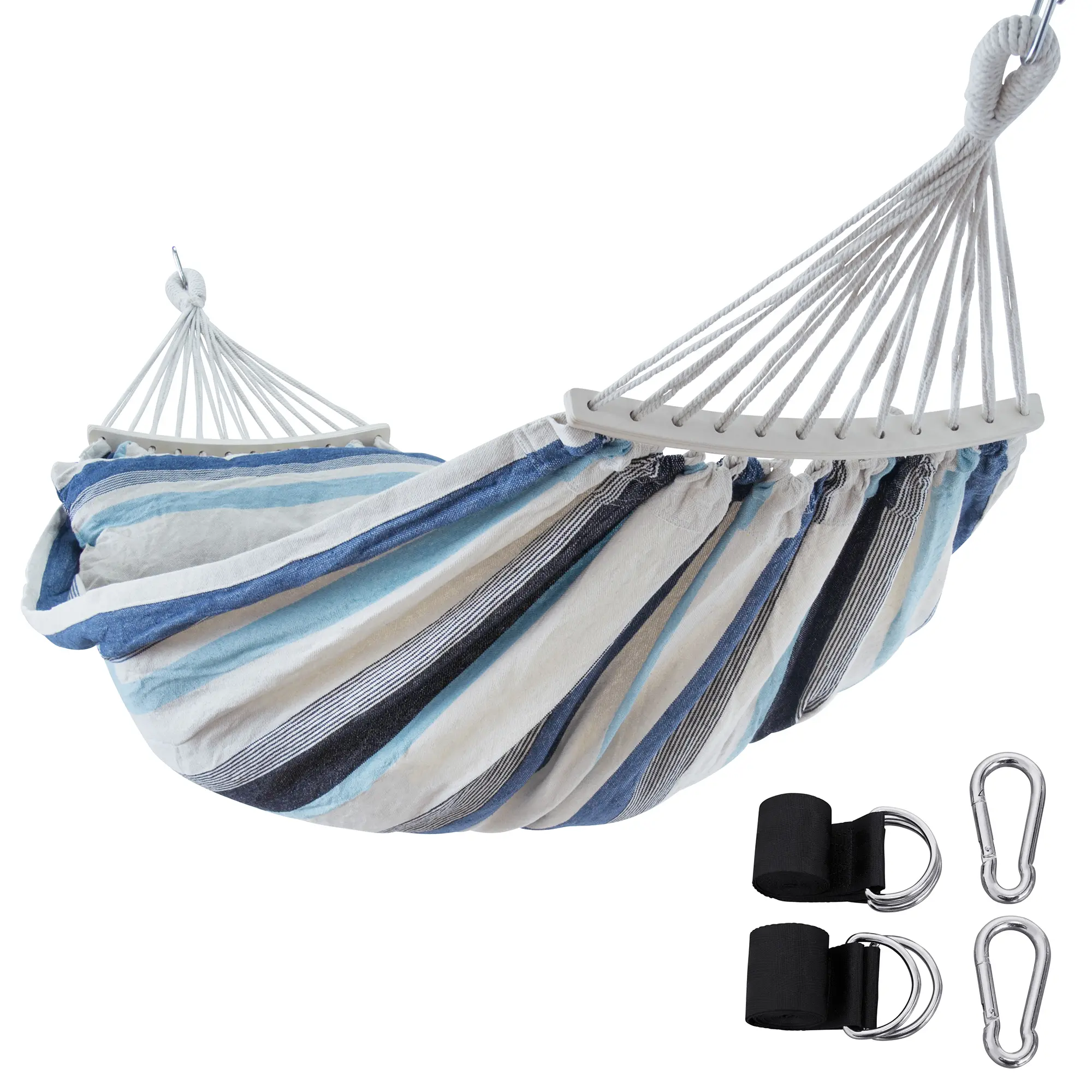 yourGEAR Bali Aqua Hängematte 220x120cm | 240kg | Baumwolle | Stabhängematte Kissen Befestigung-Set yourGEAR Bali Aqua Hängematte 220x120cm | 240kg | Baumwolle | Stabhängematte Kissen Befestigung-Set